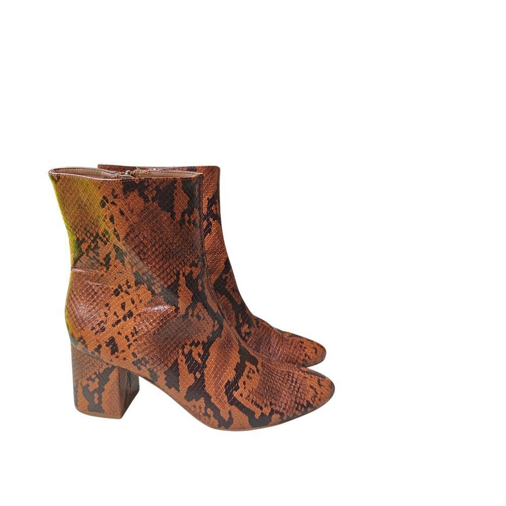 Urban Outfitters Snake Print Block Heel Ankle Boots Brown Black Size 9